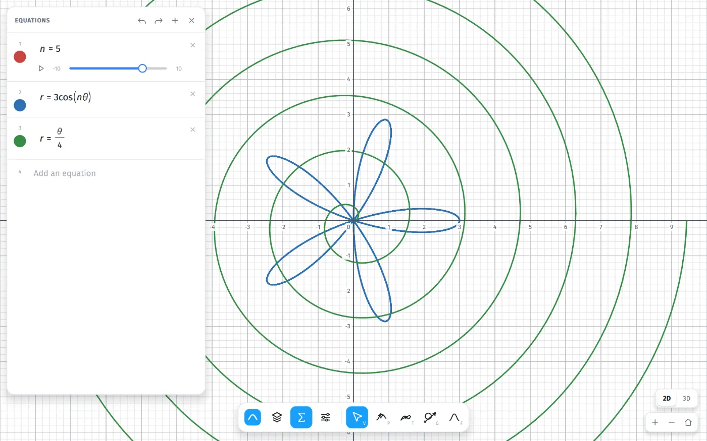 Polar curves with a slider in Orbifold